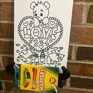 Love Bear Coloring Canvas with crayola markers